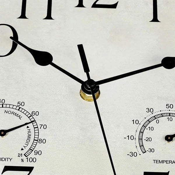 Relógio de Parede Vintage com Termômetro e Higrômetro | TrendHaus - Decoração para Casa