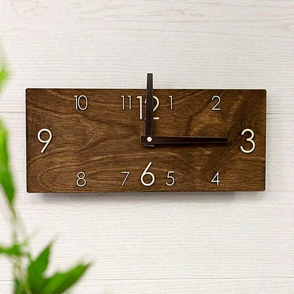 Rectangular Wooden Wall Clock Decorates Living Room | TrendHaus - Home Decoration