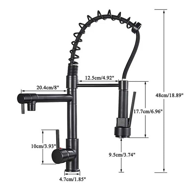 Black Gourmet Kitchen Faucet Measurements | TrendHaus - Home Decoration