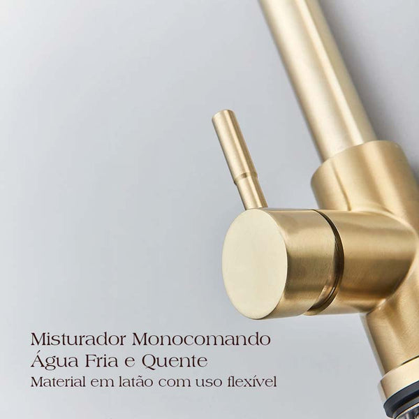 Gourmet Kitchen Faucet Multi-command Slim Brushed Gold Hot and Cold | TrendHaus - Home Decoration