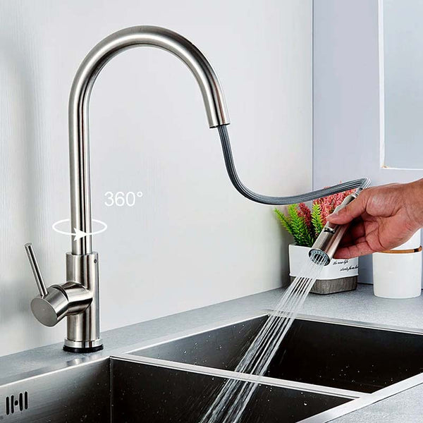 Slim Multi-Control Gourmet Kitchen Faucet Brushed Nickel 360º Flexible | TrendHaus - Home Decoration