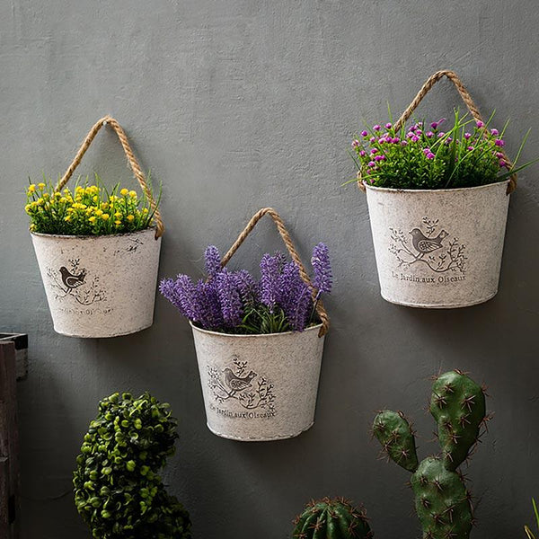 Rustic Provence Bucket Decorative Vase on the Wall | TrendHaus Home Decoration