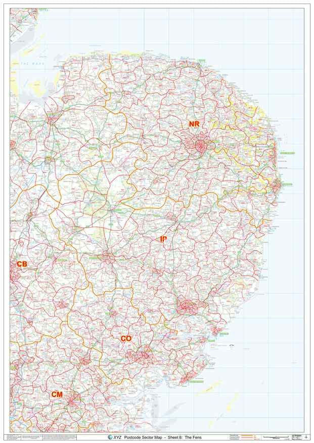 Wall Map Of East Anglia East Anglia Postcode Sector Map (S8) | Map Logic | Reviews On Judge.me