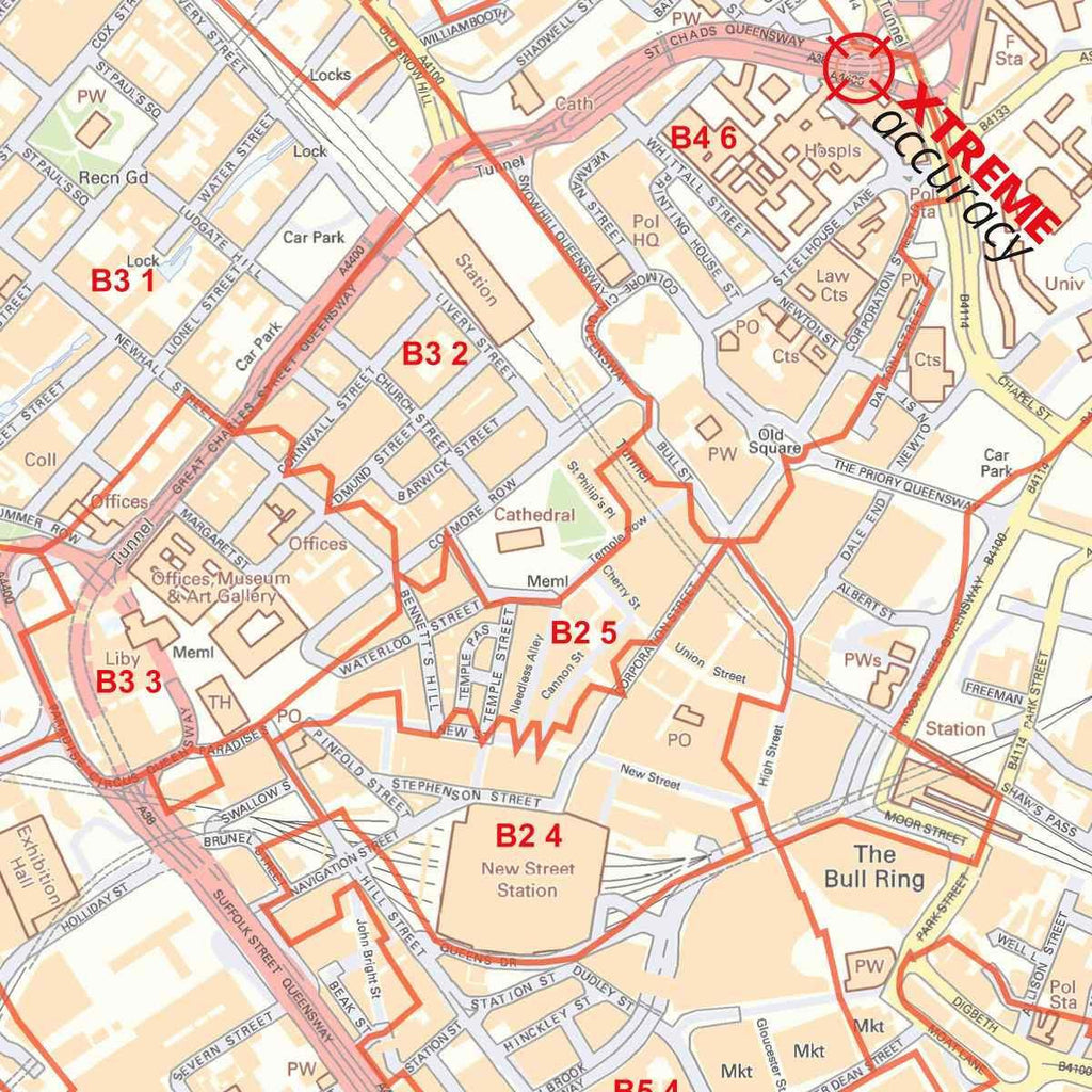 Birmingham City Centre Postcode Sector Laminated Map – Map Logic