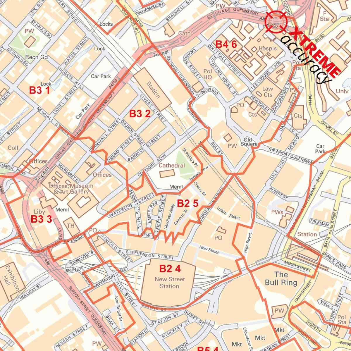 map birmingham city centre Birmingham City Centre Postcode Sector Laminated Map Map Logic map birmingham city centre