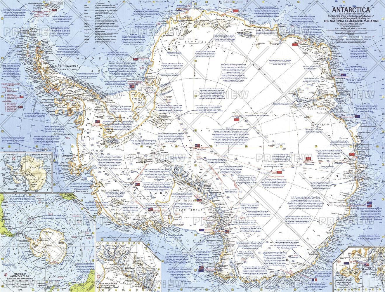 Detailed Map Of Antarctica Antarctica - Published 1963 – Map Logic