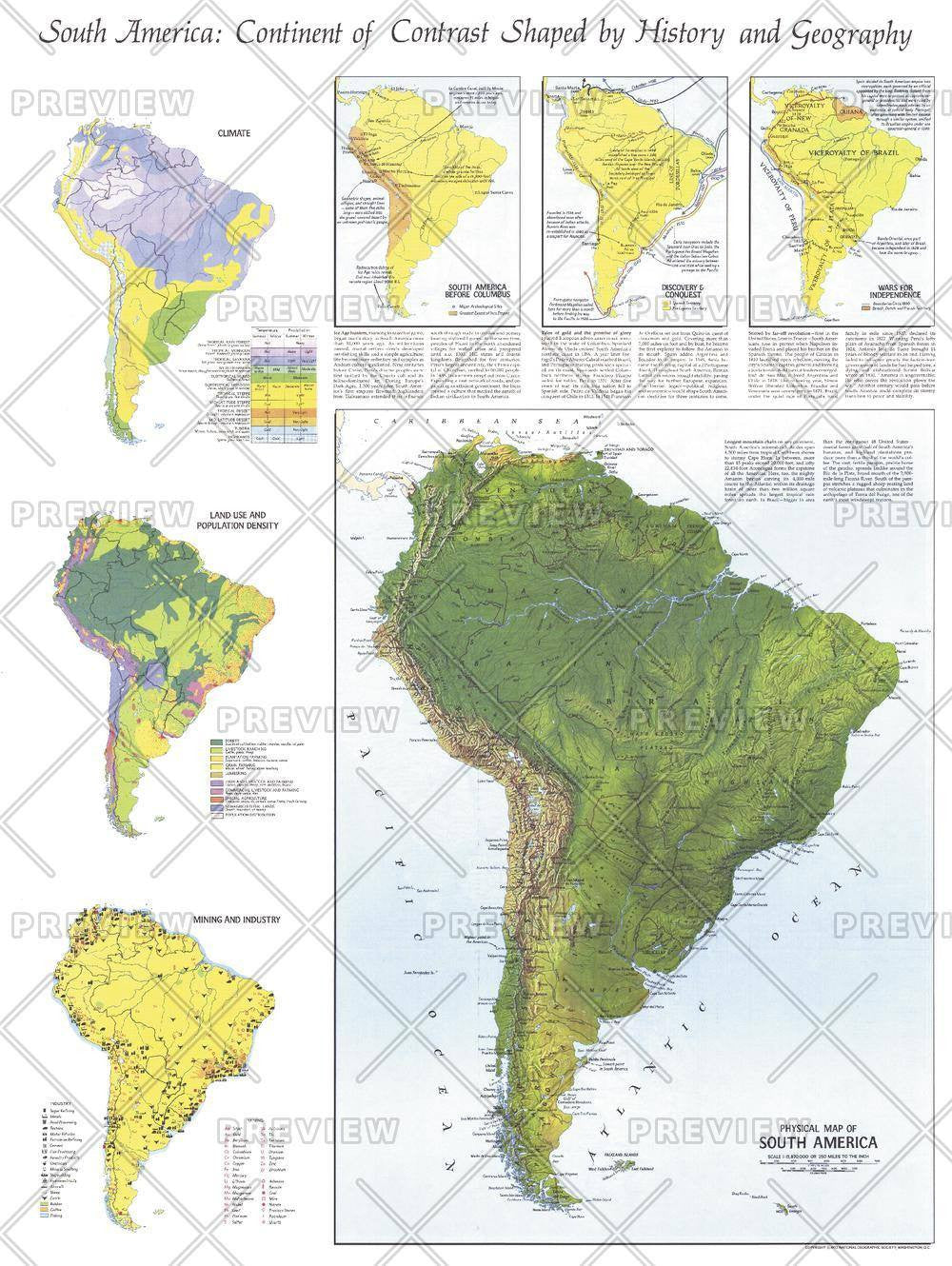 Physical Of South America Published 1972 Map Logic