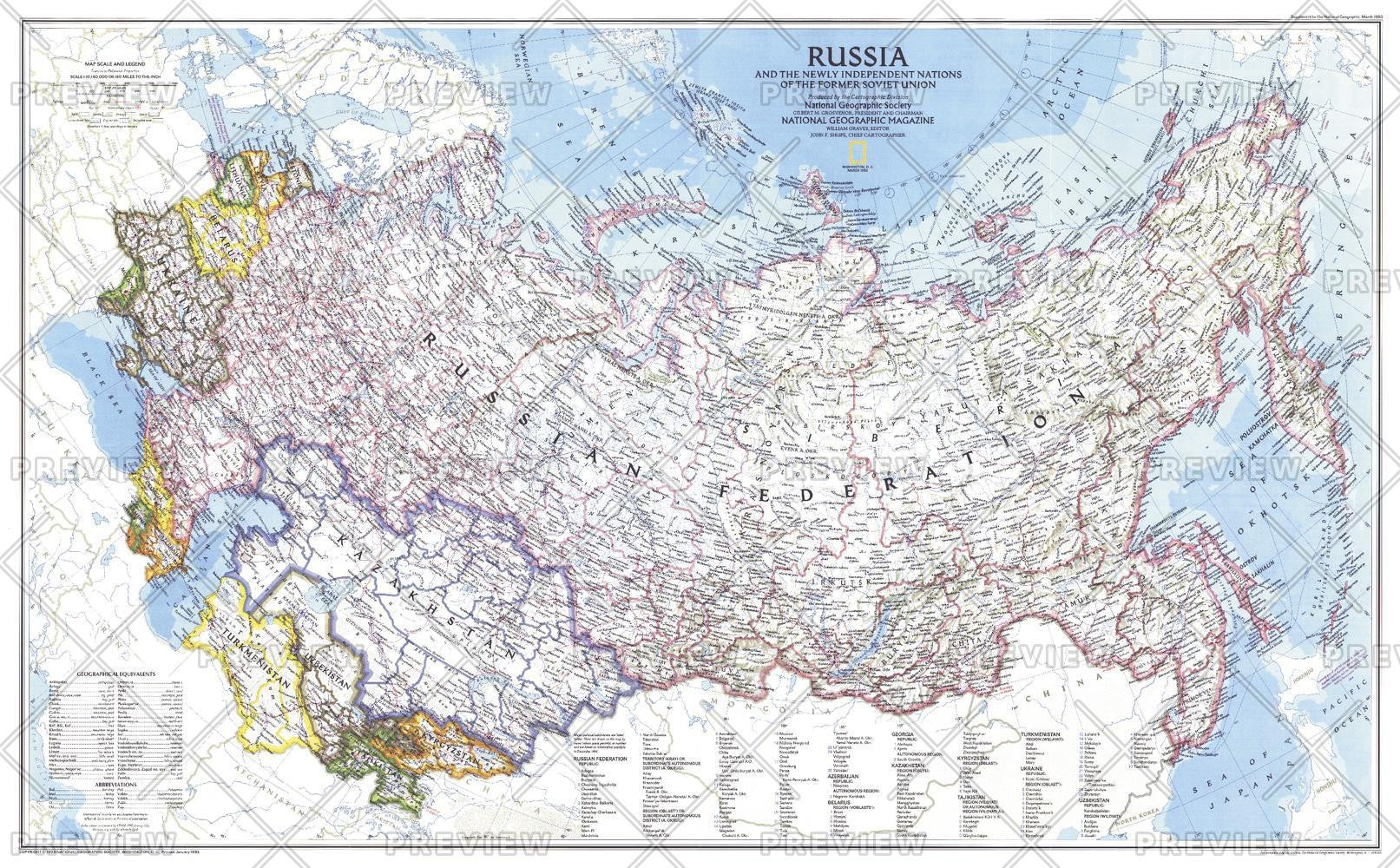 Russia And The Newly Independent Nations Of The Former Soviet Union Map Logic