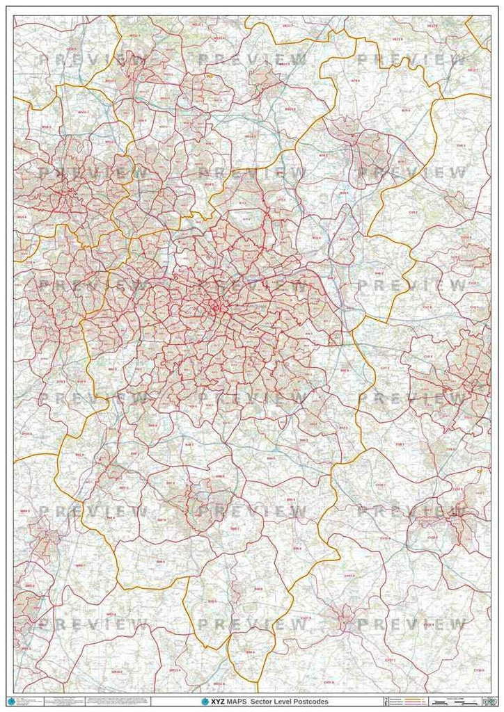 B Postcode Map for the Birmingham Postcode Area GIF or PDF Download ...