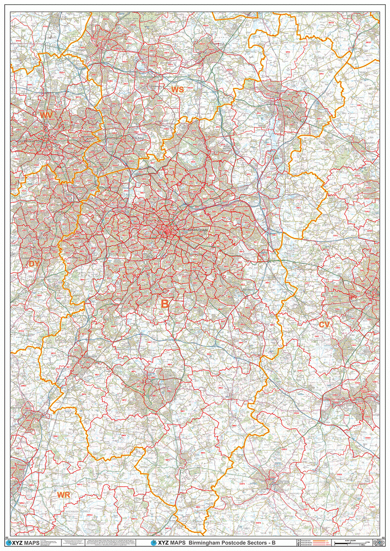 Birmingham Postcode Areas Map Kx38Bg8Sgp7Bom