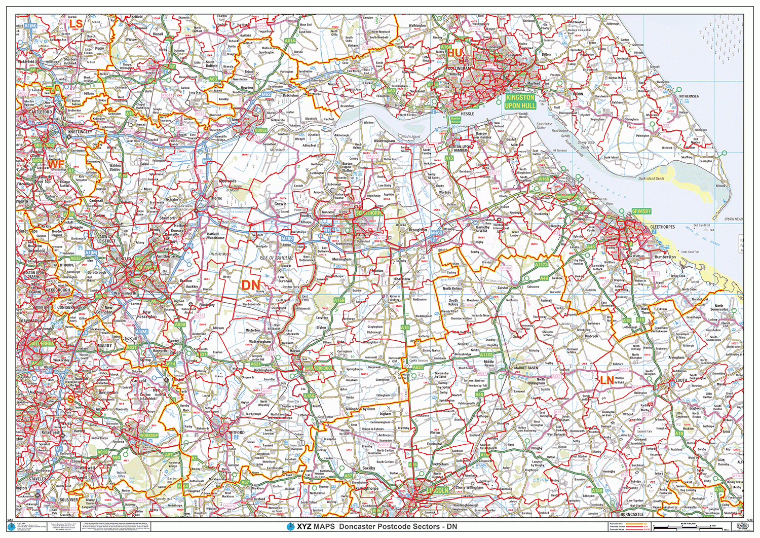 Doncaster Postcode Map DN Map Logic   Doncaster Postcode Map Sheet 1800x 