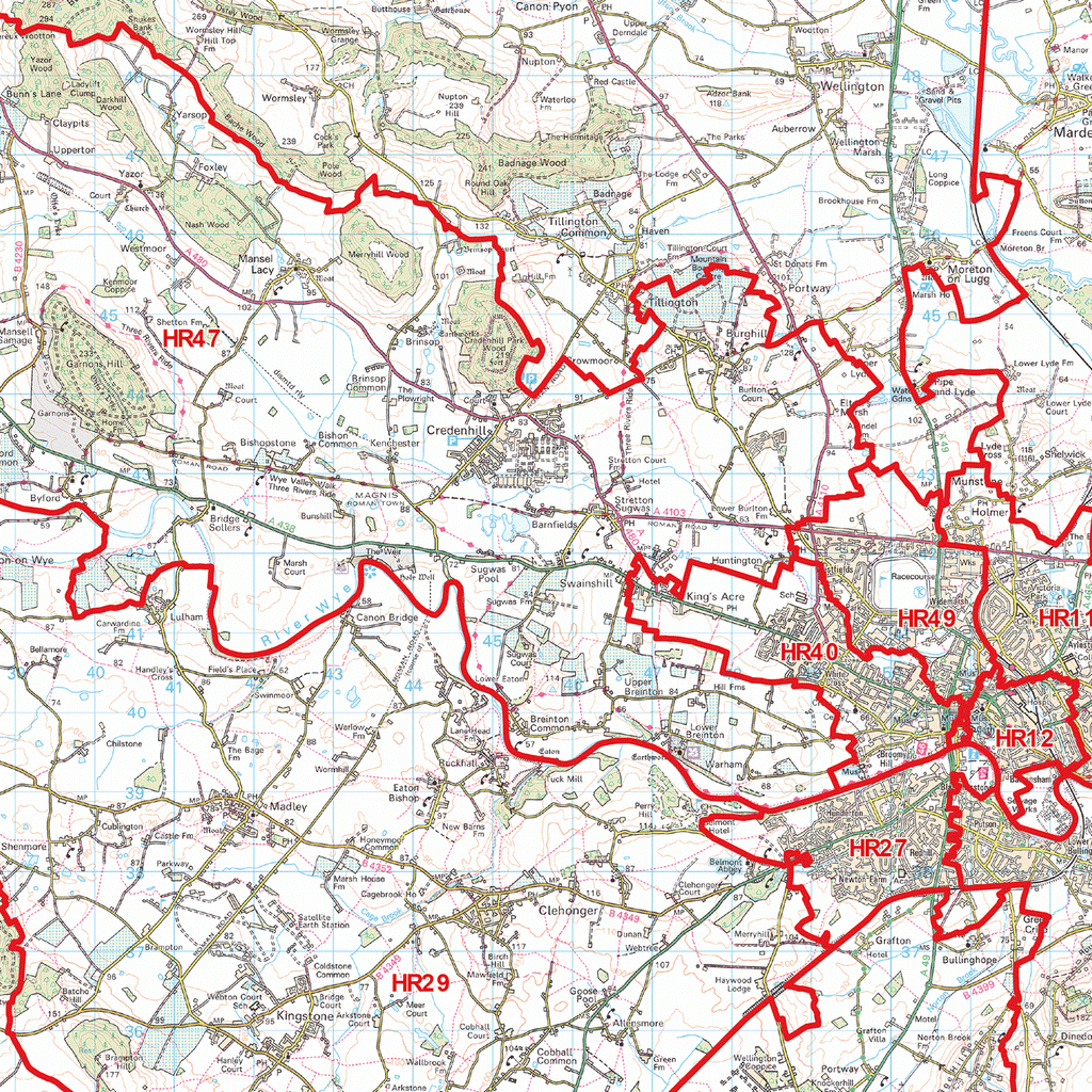 Hereford Postcode Map (HR) – Map Logic