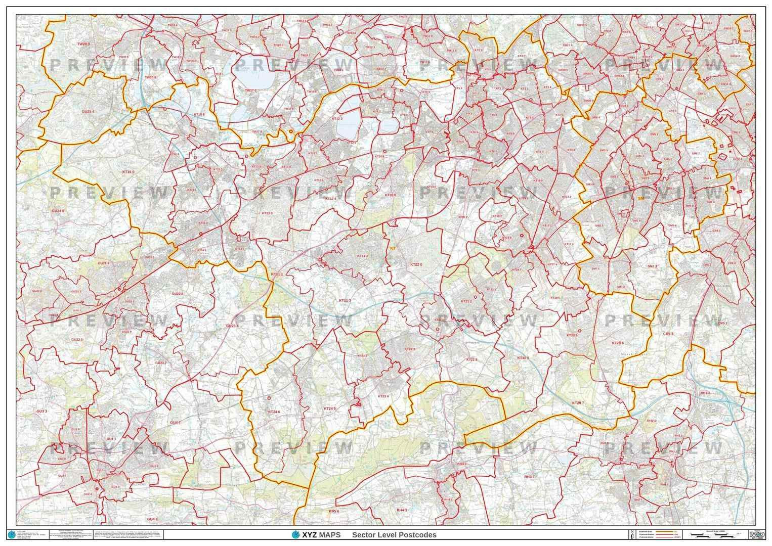 KT Postcode Map for the Kingston Upon Thames Postcode Area GIF or PDF ...
