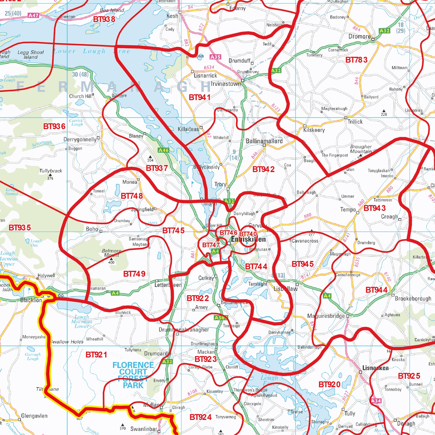 Northern Ireland Postcode Map (BT) Map Logic