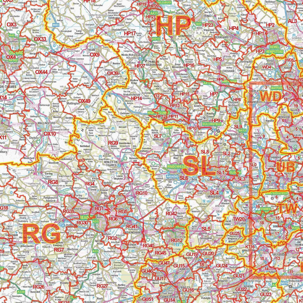 South East England Postcode District Map (D2) – Map Logic