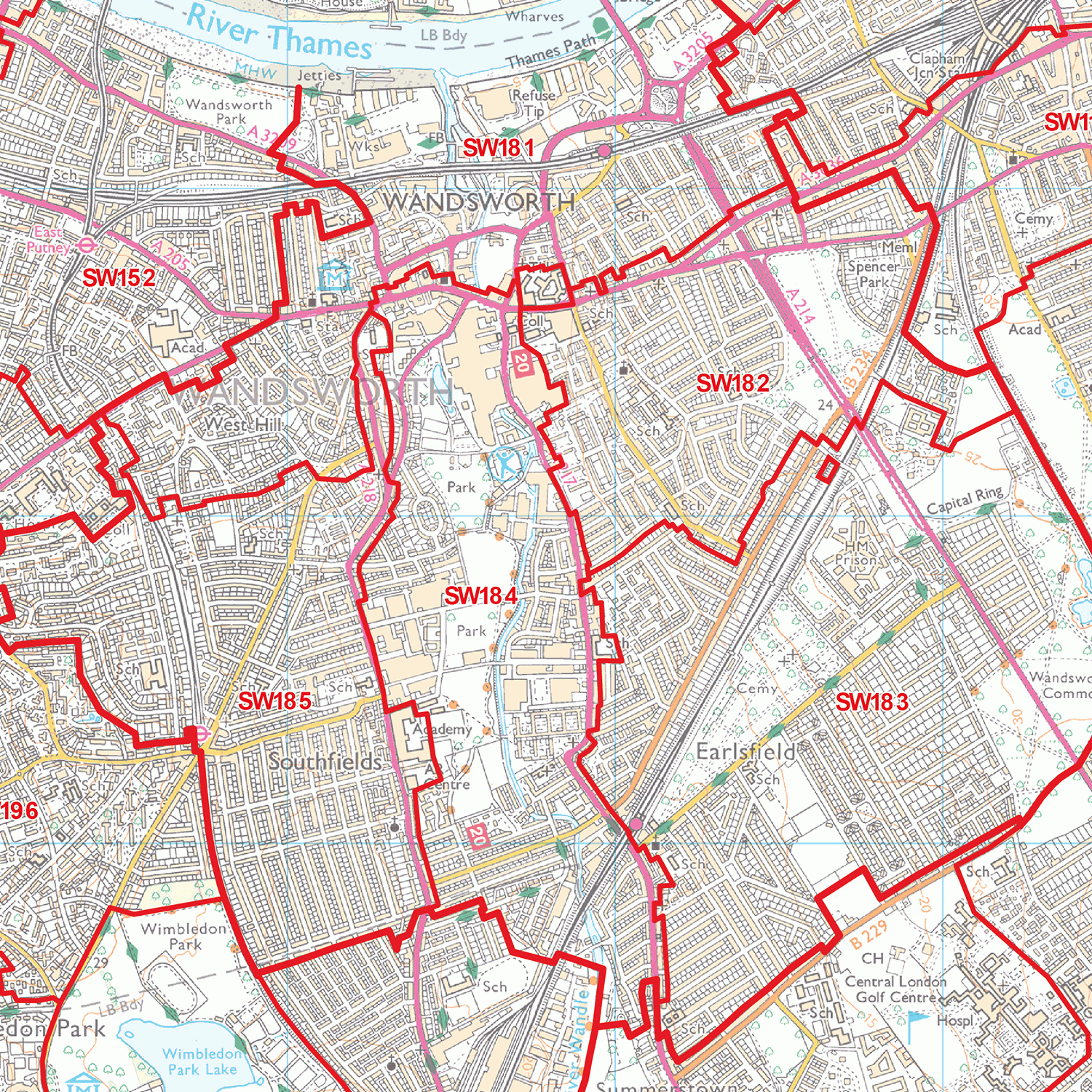 South West London Postcode Map (SW) - Map Logic