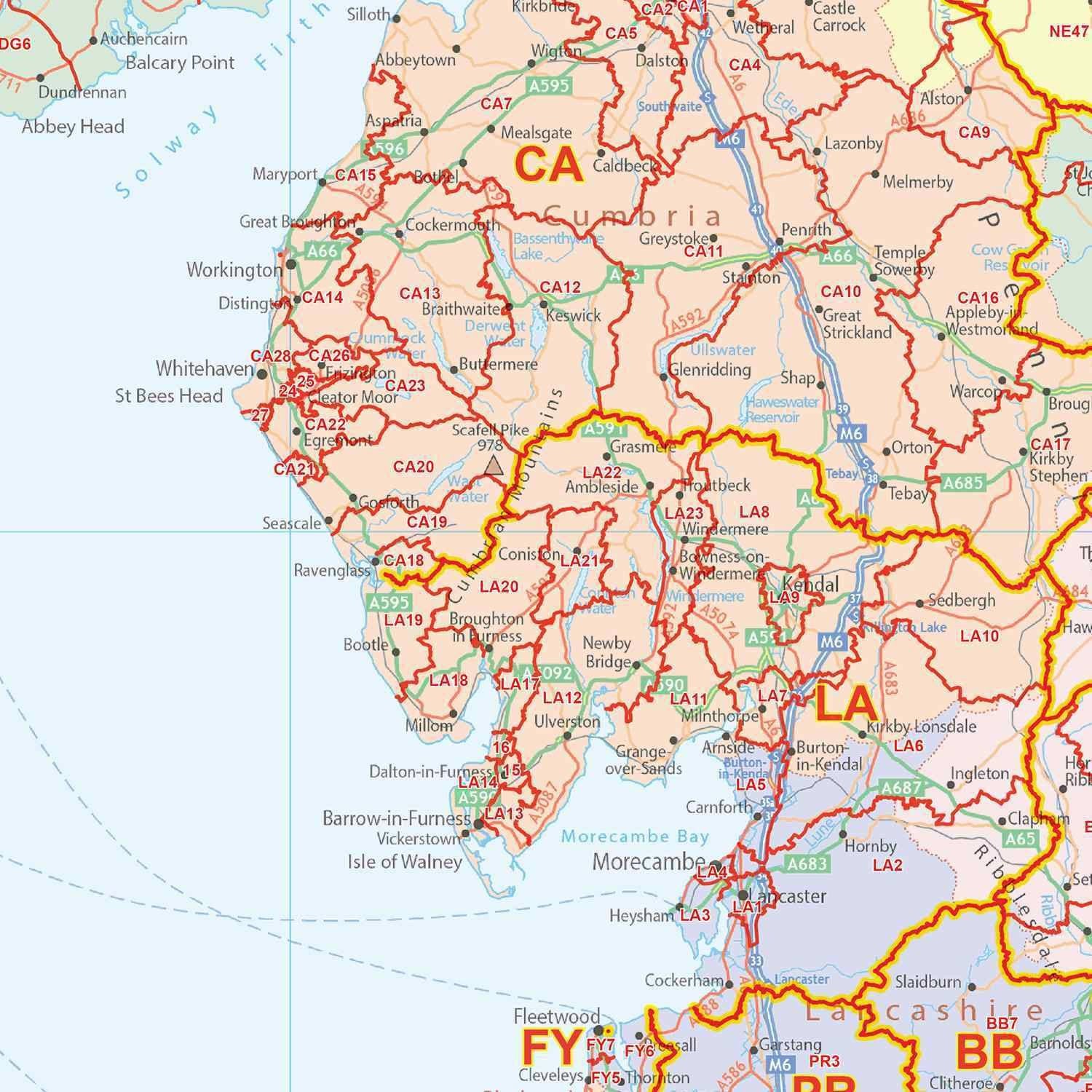 Uk Laminated Postcode District Map Map Logic 5407