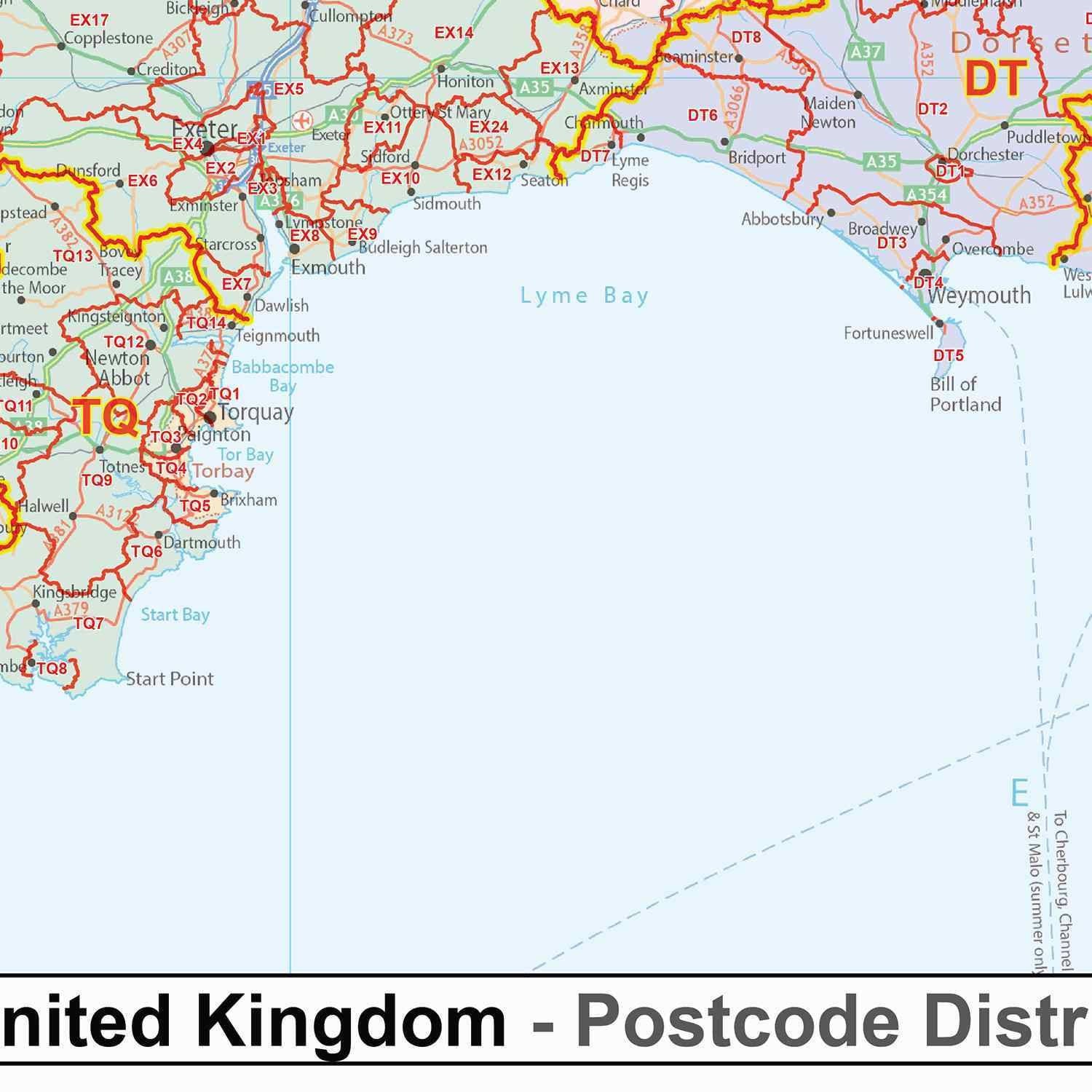 Uk Laminated Postcode District Map Map Logic 3432