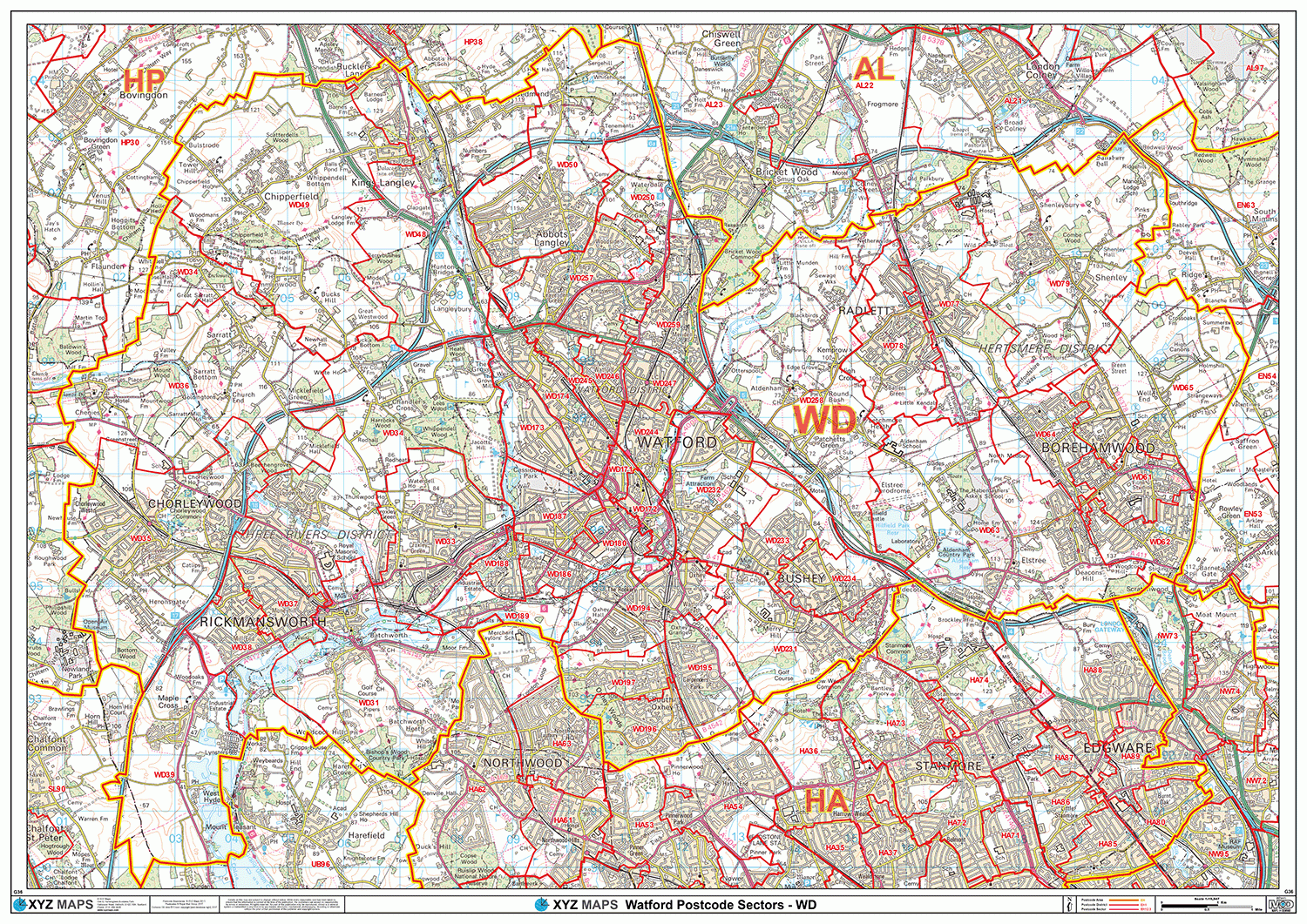 Watford Postcode Map (WD) – Map Logic