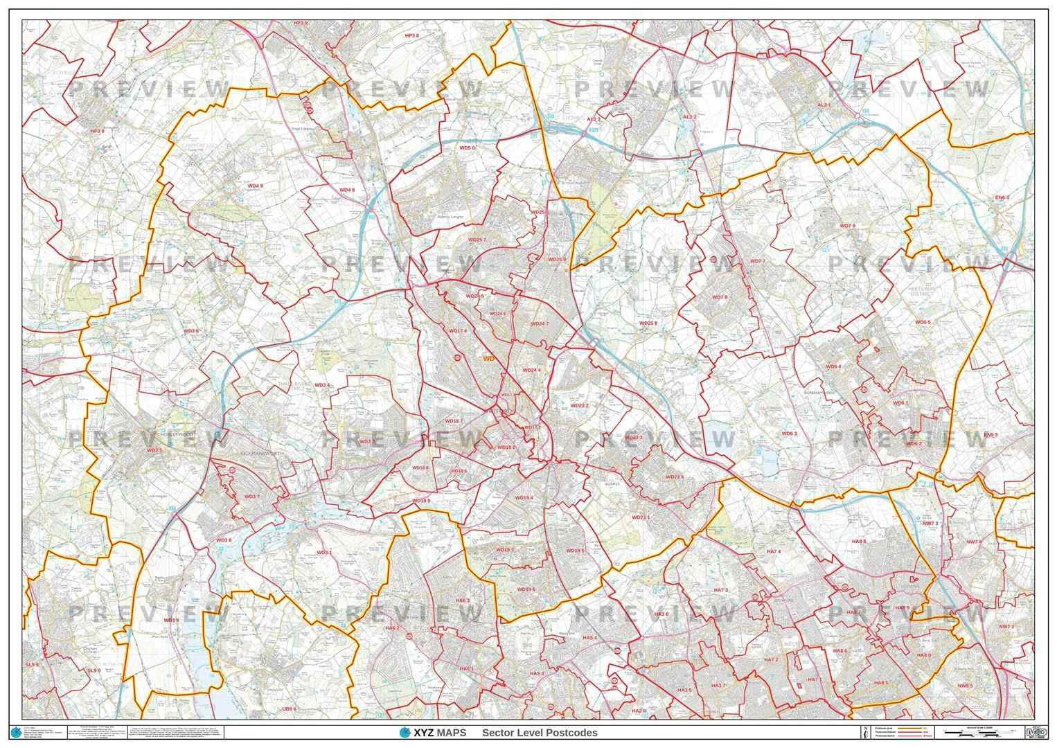 WF Postcode Map for the Wakefield Postcode Area GIF or PDF Download ...