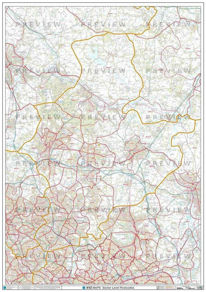 WS Postcode Map for the Walsall Postcode Area GIF or PDF Download – Map ...