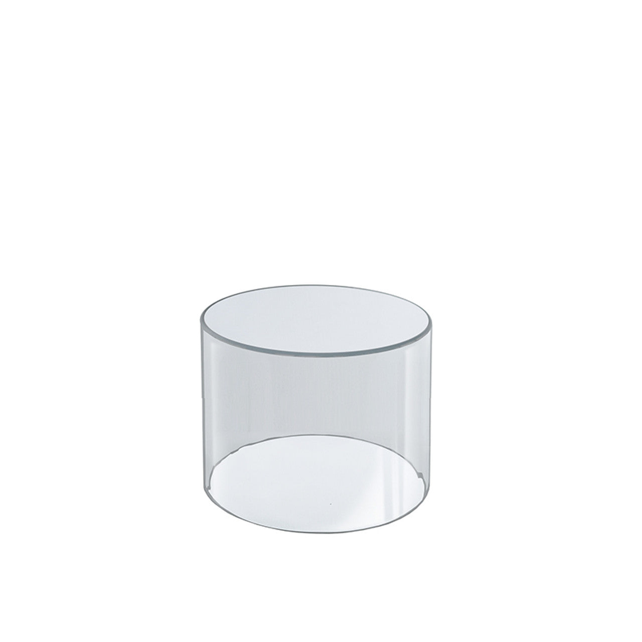 Clear Acrylic Cylinder Display, Plastic Round Container and Riser, 4"W x 4"H