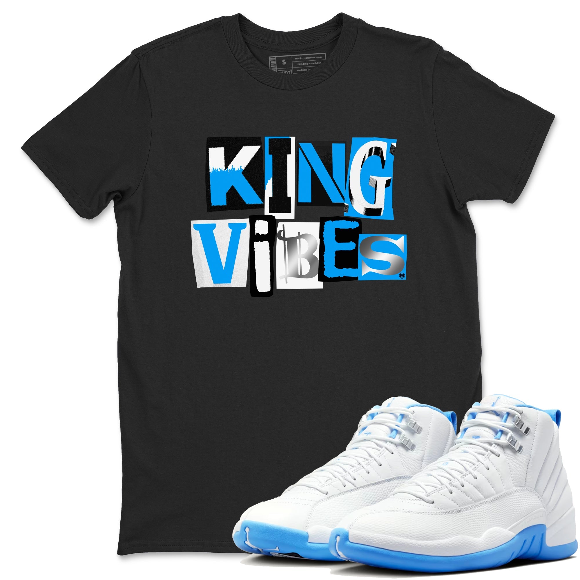 King Vibes SNRT Sneaker Tees - Air Jordan 12 White and University Blue