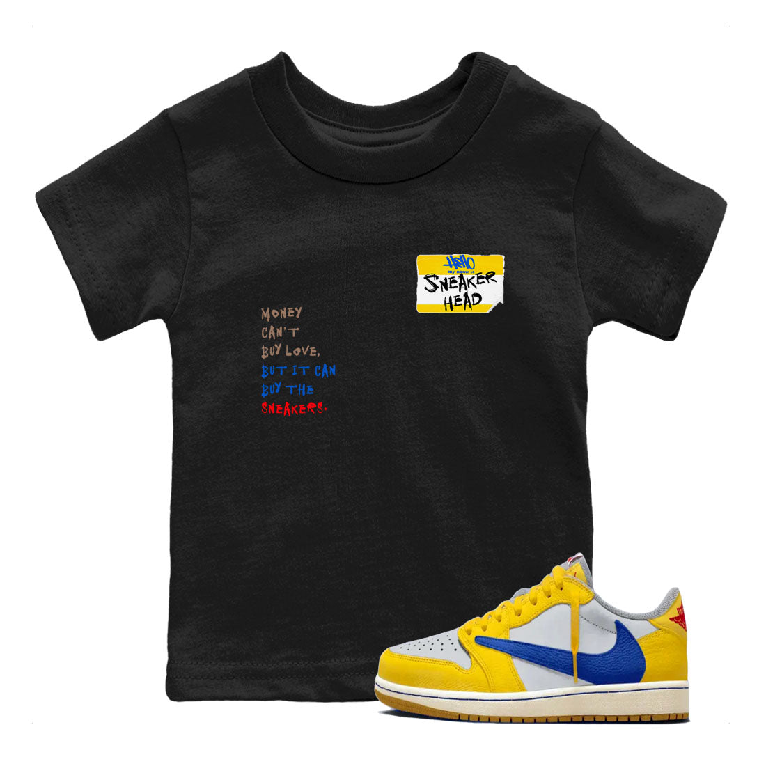 Sneakerhead Badge SNRT Sneaker Tees Kids - Air Jordan 1 Travis Scott Canary