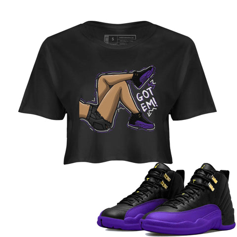 SNRT Sneaker Tee Jordan 12 Super Bowl | New Kicks Women's Shirts | SNRT Sneaker Tees Crop Hoodie / Black / L