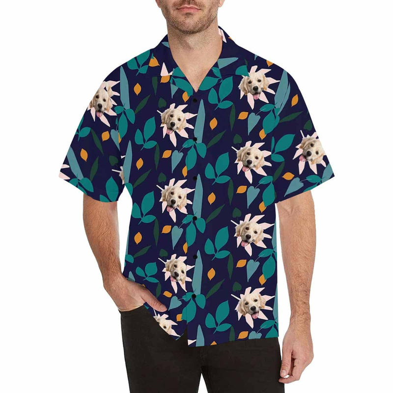 Hawaiian Shirt Custom Face Leaves Men's Hawaiian Shirt