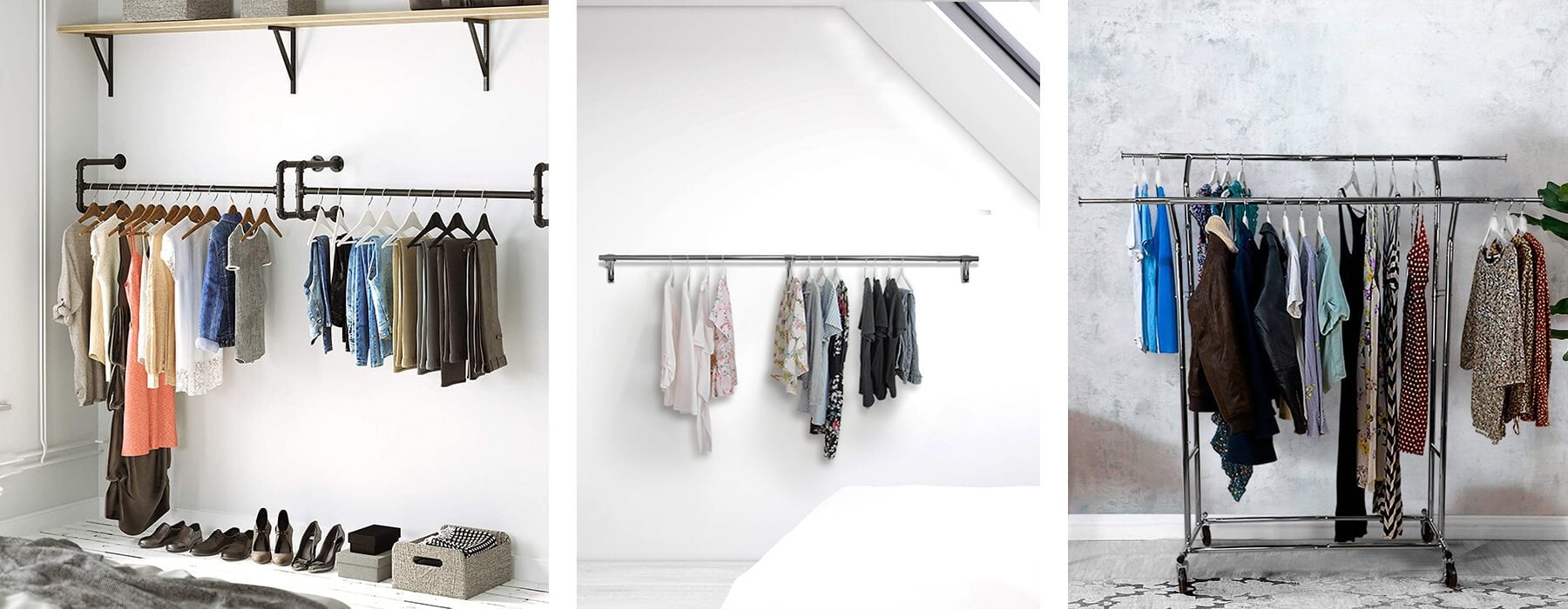 wall mounted rails and clothes rails 