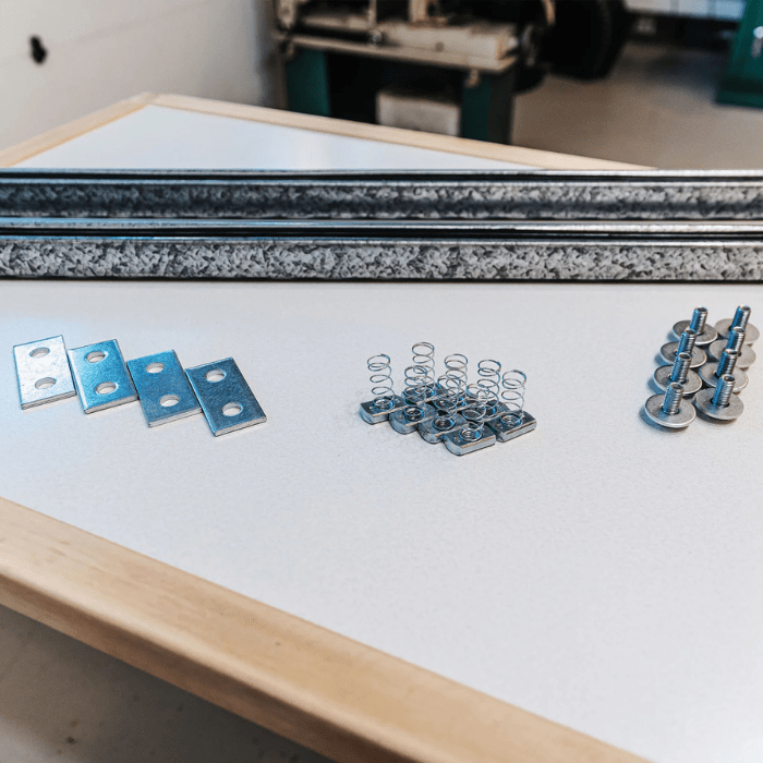 Showing all of the materials that comes with the Additional Hardware Kit by Auxx-Lift