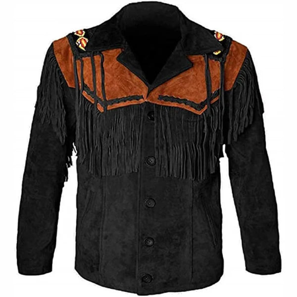 Men’s Western Real Suede Leather Cowboy Jacket