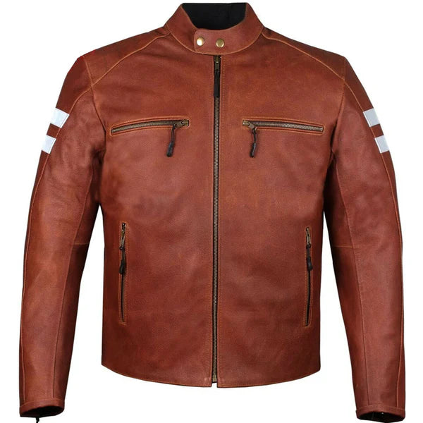 Men’s Red Leather Biker Motorcycle Jacket