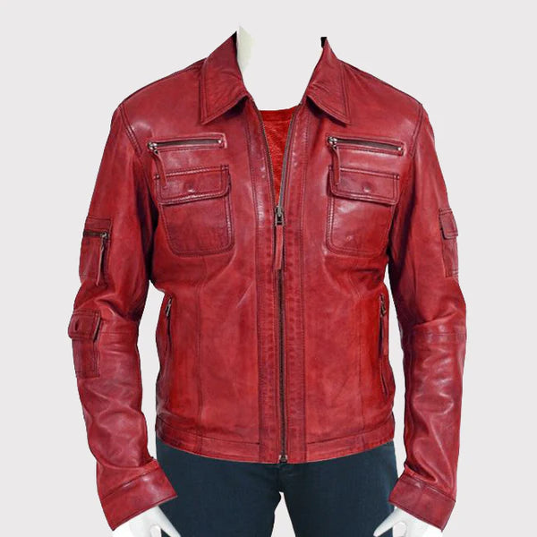 Men’s Perfect Winter Wear Red Leather Jacket