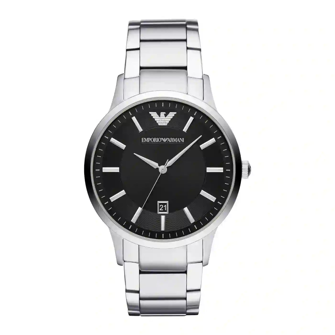 Emporio Armani Renato Quartz Black Dial Silver Steel Strap Watch For Men -  AR11181