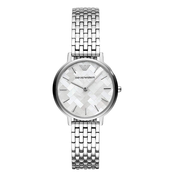 Buy Emporio Armani Mother of Pearl Dial Silver Stainless Steel Watch ...