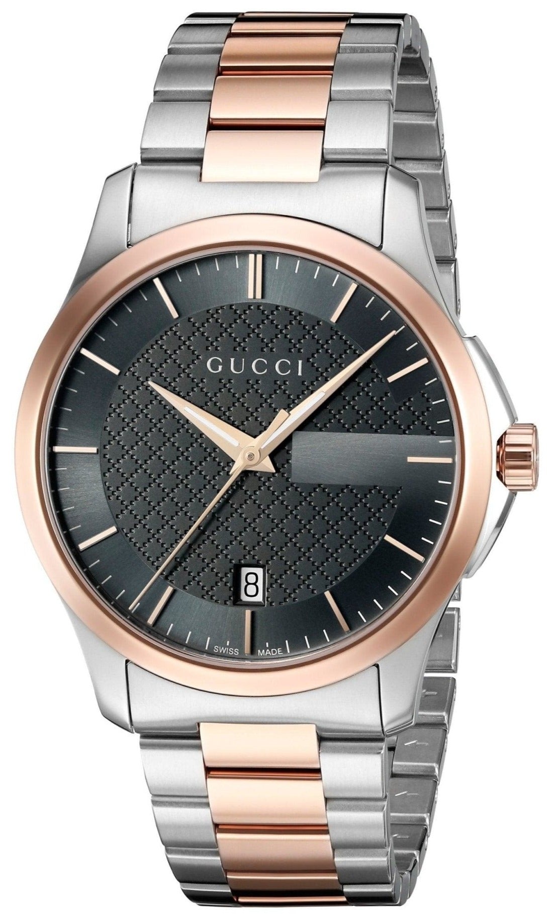Gucci G Timeless Grey Dial Two Tone Steel Strap Watch For Men