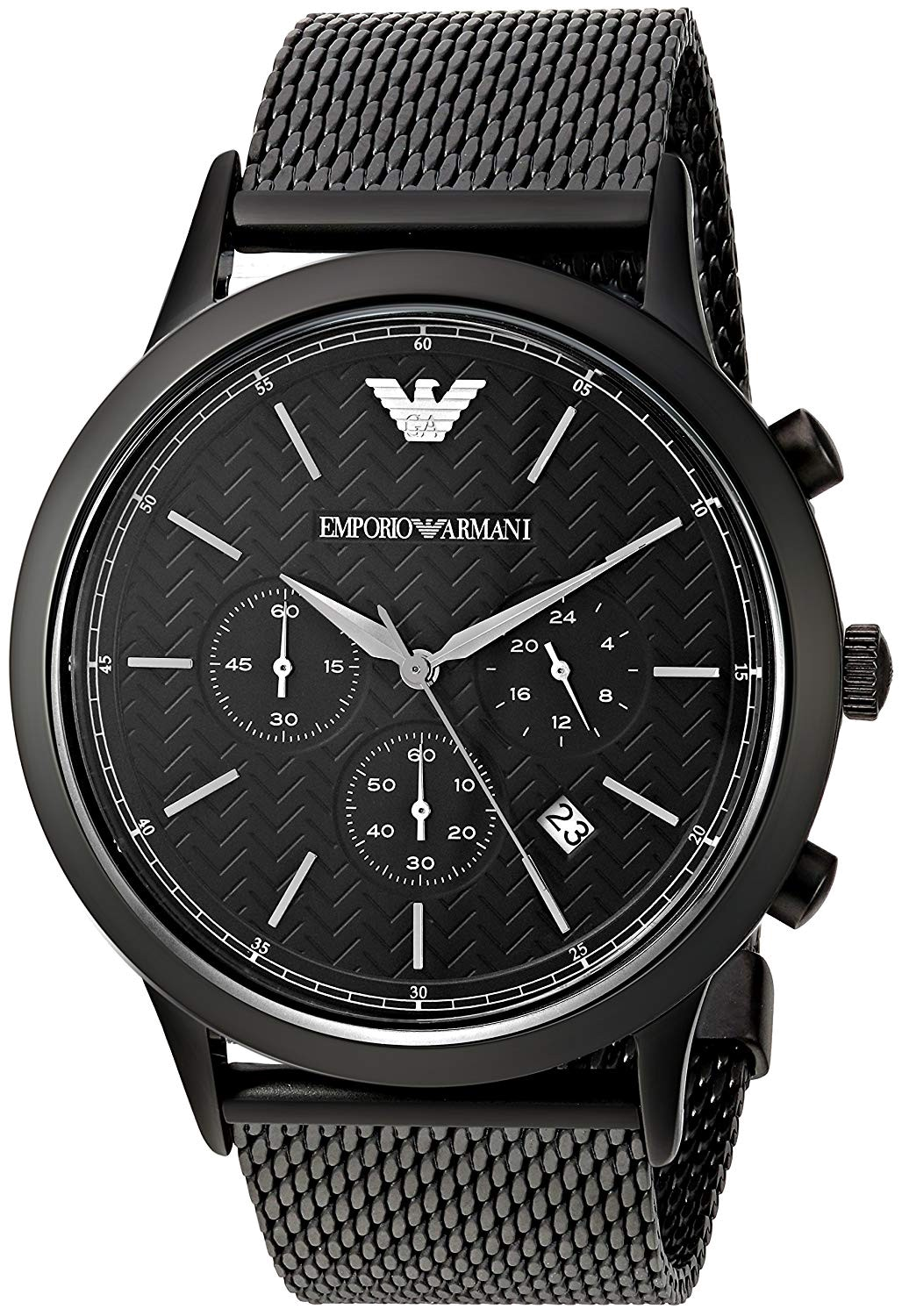 Emporio Armani Renato Chronograph Black Men Mesh Dial Black For Bracelet Watch