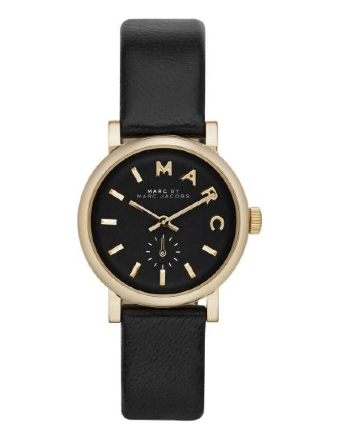 Marc Jacobs Baker Black Dial Black Leather Strap Watch for Women