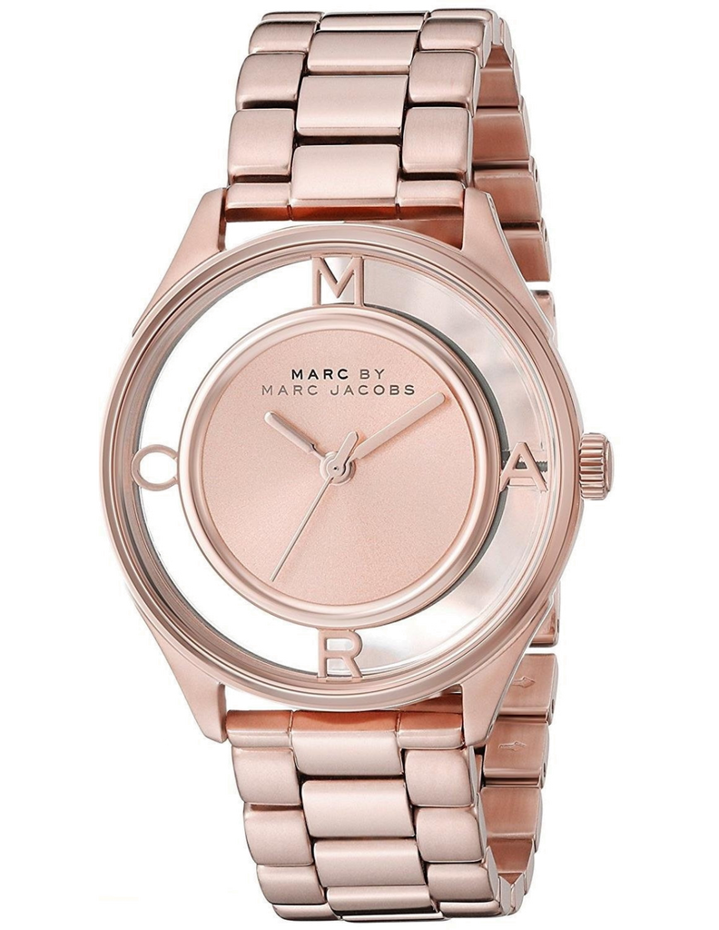 Buy Marc Jacobs Tether Rose Gold Transparent Dial Stainless Steel Strap ...