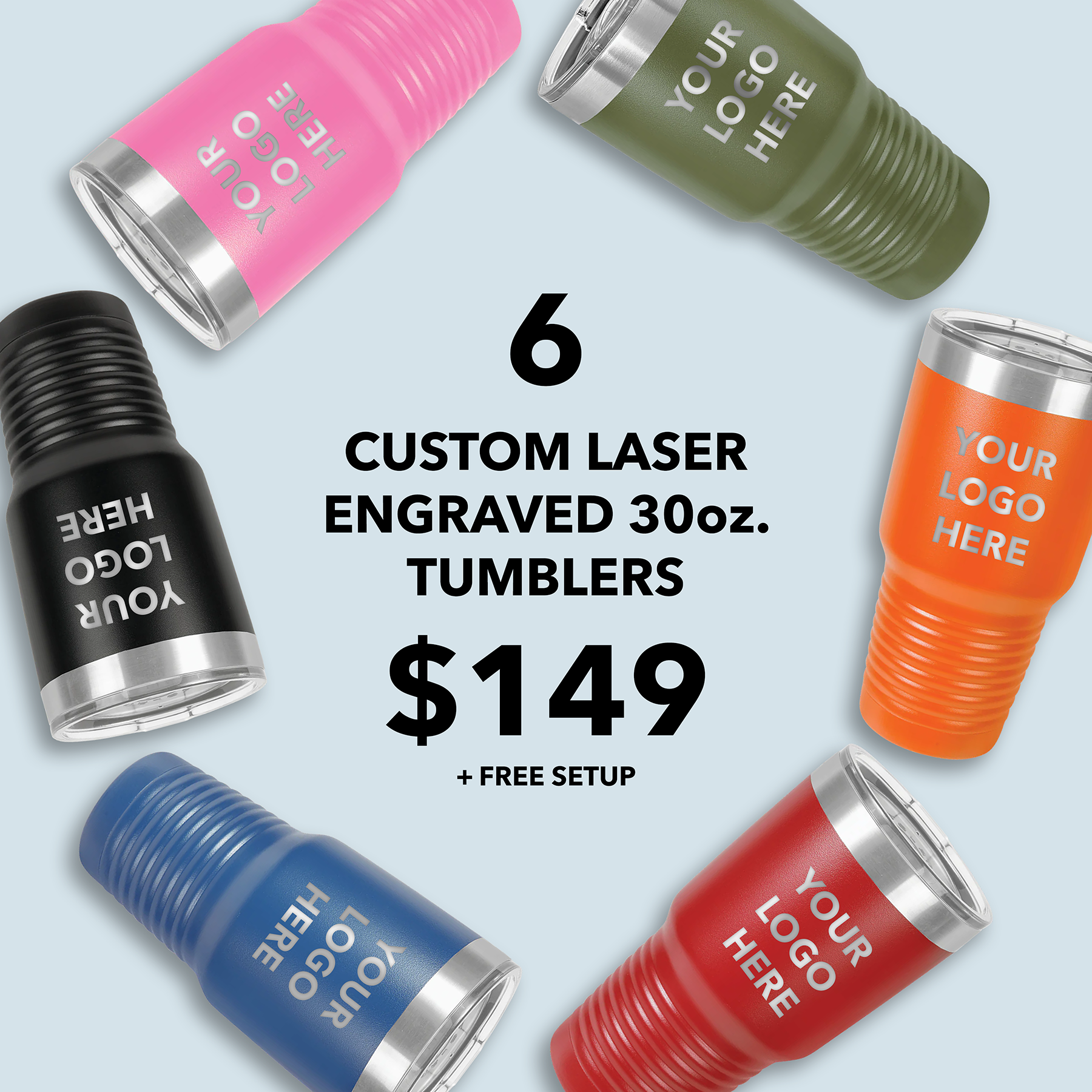 Bundle (6) Custom Laser Engraved - 30oz Tumblers - JL Franklins product image