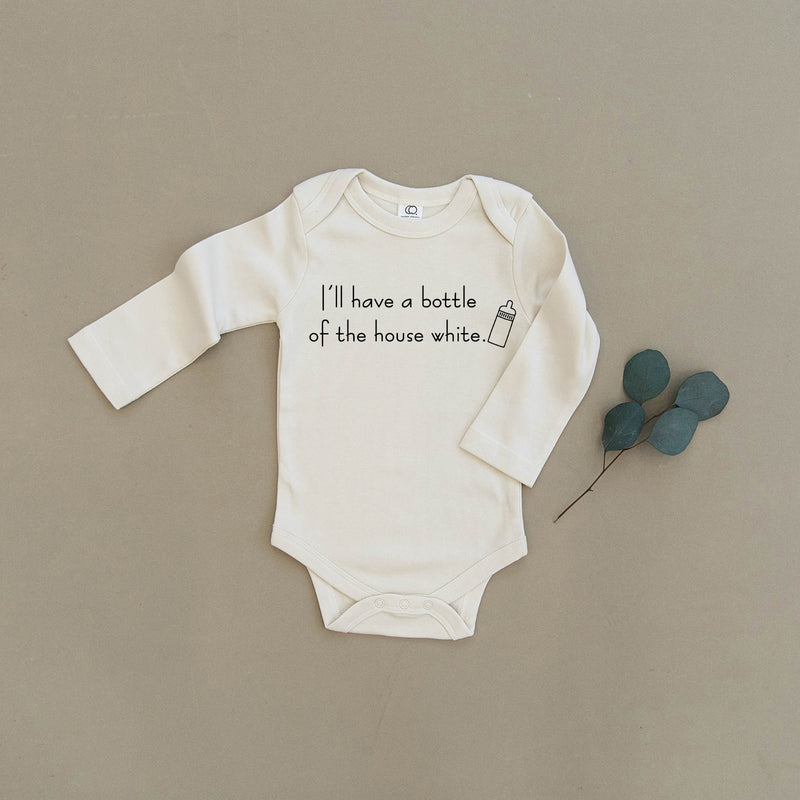 white long sleeve baby onesie