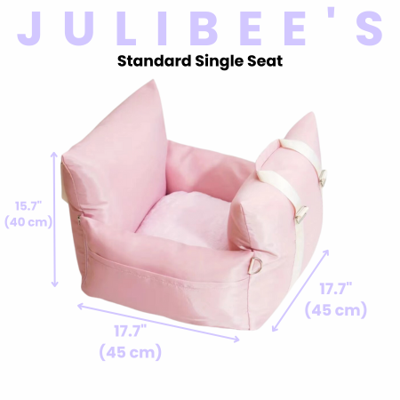 Julibee's vibrant dog car seat size chart- pink