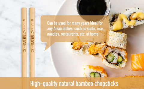 Fish Bubble Natural Bamboo Chopsticks Chinese Style 10 Pairs Sets image2