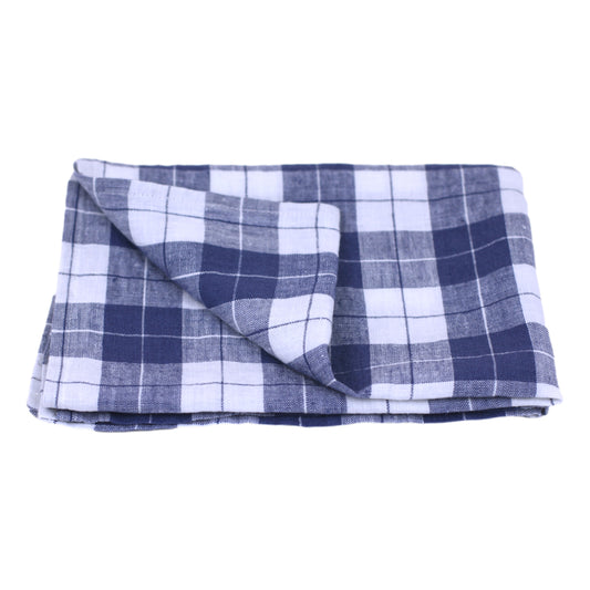 kitchen towel - linen - navy check – Ezu Studio