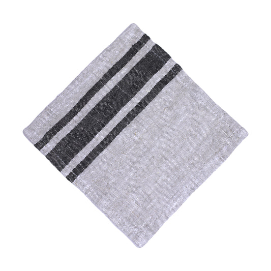 Stonewashed linen - pure 100% linen cocktail napkin or coaster blue with  white stripes stone washed flax pre-washed laundered Europe European linen  napkins set – L i n e n C a s a