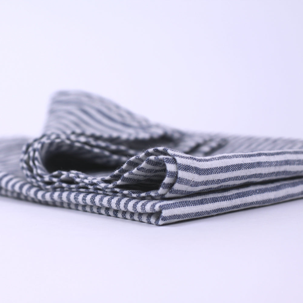 Linen Kitchen Towel - Stonewashed - Blue White Thin Stripes - Thin Linen