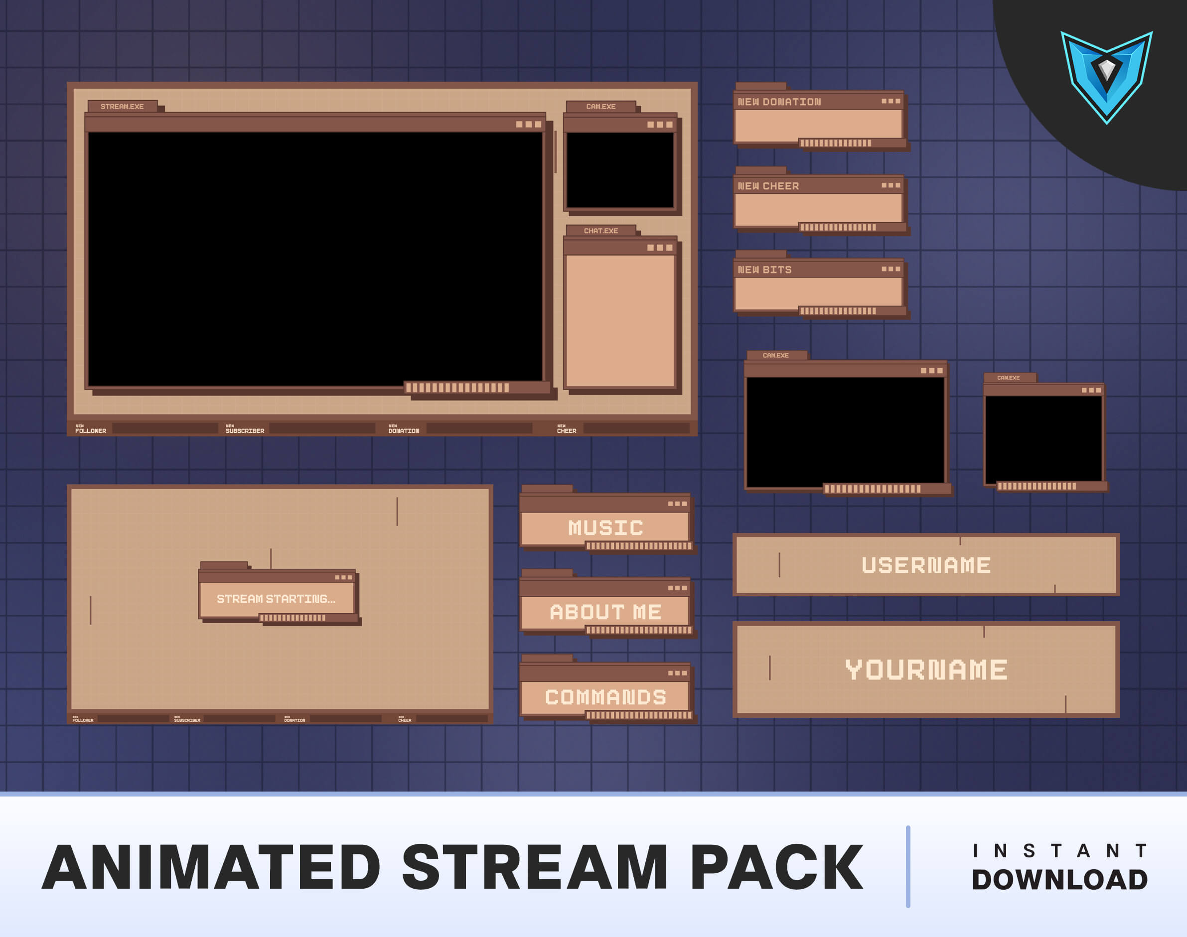 Animated Twitch Overlay Package Coffee, Café Twitch Overlay, Twitch Overlay Cozy, Lo-fi Coffee Streamer Package