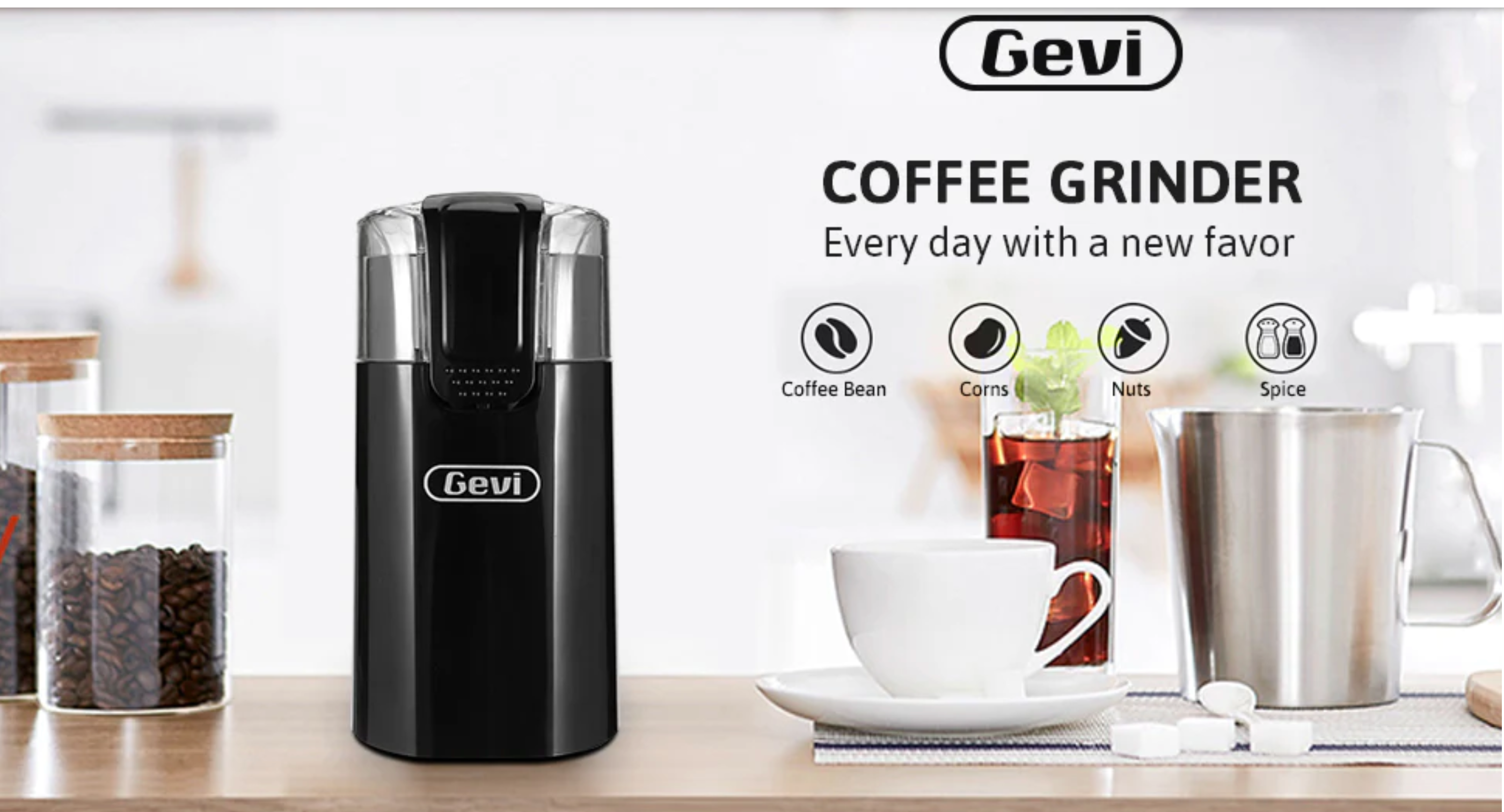 Gevi Electric Coffee Grinder for Coffee Espresso Latte Mochas